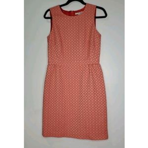 Boden Size 6 Pink Coral Sheath Embossed Dot Dress